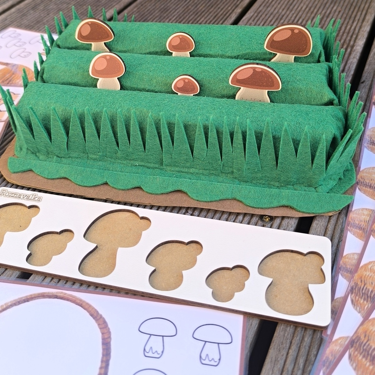 Aktivity Hříbky podzim - velikosti, počítání, stojánek z kartonu